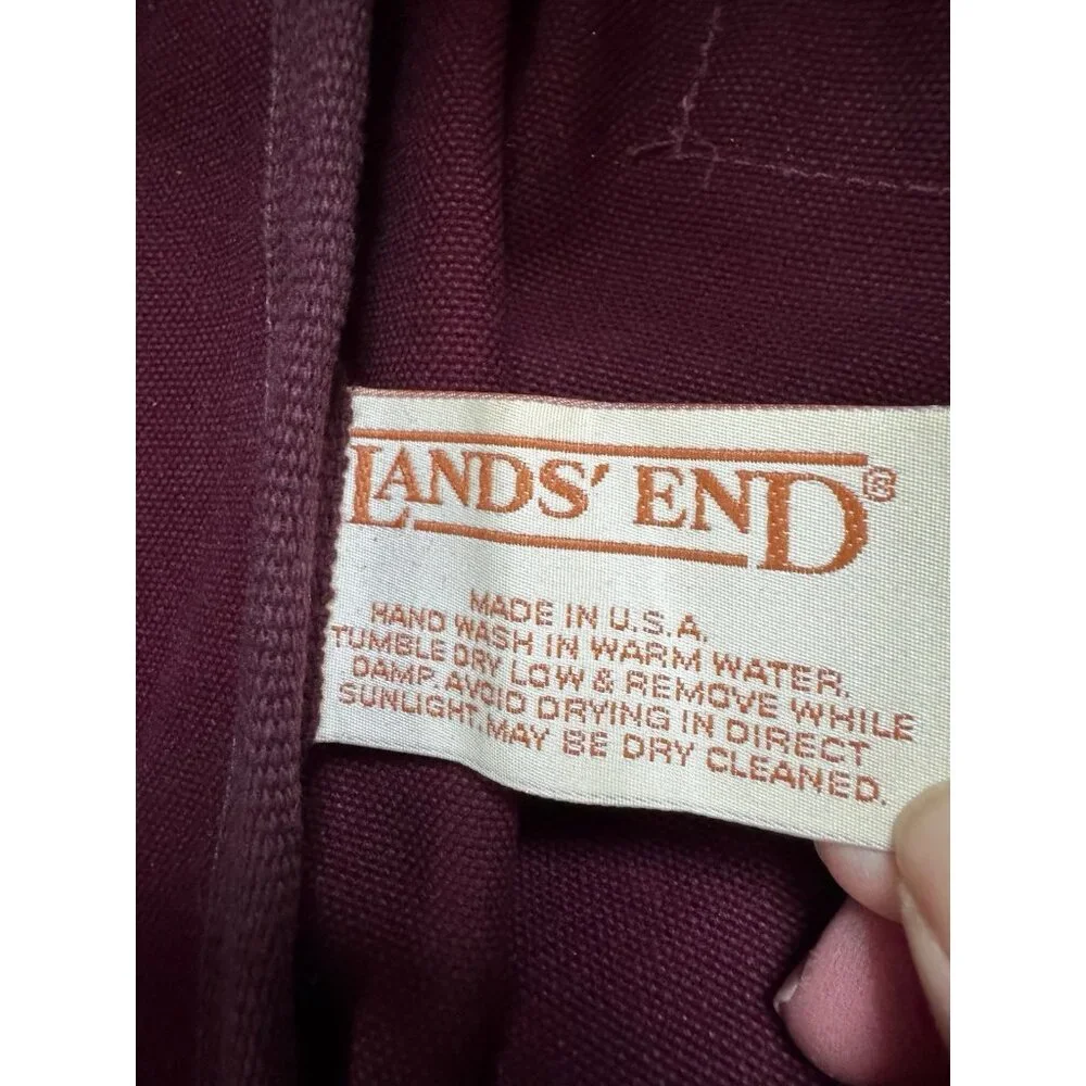 VTG Lands End Square Rigger Canvas Bag Initial Embroidered USA Maroon Red